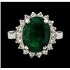 Image 2 : 4.39 ctw Emerald and Diamond Ring - 14KT White Gold