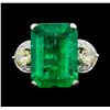 Image 2 : 9.40 ctw Emerald and Diamond Ring - 18KT White Gold