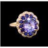 Image 1 : 14KT Rose Gold 2.90 ctw Tanzanite, Sapphire and Diamond Ring