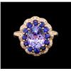 Image 2 : 14KT Rose Gold 2.90 ctw Tanzanite, Sapphire and Diamond Ring