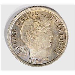 1894 BARBER DIME GEM UNC