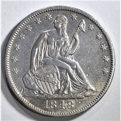 1848-O SEATED HALF DOLLAR, AU RARE!