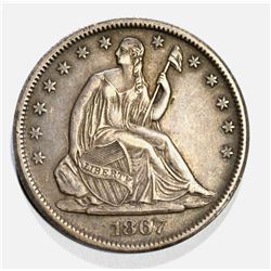 1867-S SEATED HALF DOLLAR ORIG AU