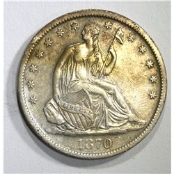 1870-S SEATED HALF DOLLAR, AU