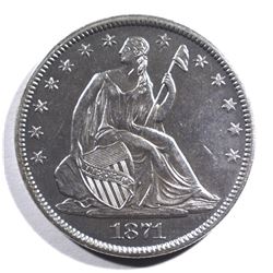 1871-S SEATED LIBERTY HALF DOLLAR CH/BU
