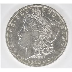 1892-CC MORGAN DOLLAR, XF/AU