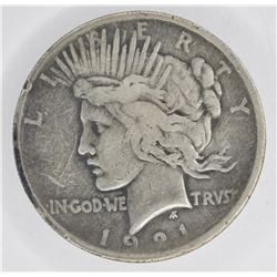 1921 PEACE DOLLAR, VF