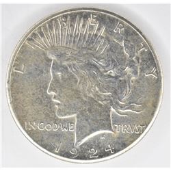 1924-S PEACE DOLLAR, CH BU