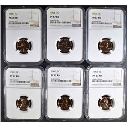 6 LINCOLN CENTS NGC PF-67 RD