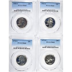 4 WASHINGTON QUARTERS PCGS PR-68