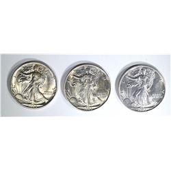 3 - 1945-S WALKING LIBERTY HALF DOLLARS