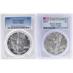 2 - AMERICAN SILVER EAGLE DOLLARS: