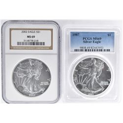 2 - AMERICAN SILVER EAGLE DOLLARS:
