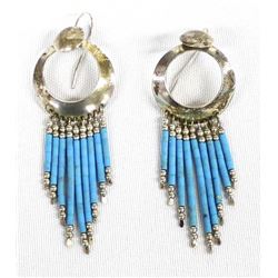 Navajo Sterling Silver & Turquoise Bead Earrings