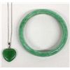 Image 1 : Jade Bangle Bracelet and Jade Heart Necklace