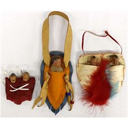 3 Vintage Souvenir Native American Dolls