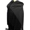 Image 2 : Large Beautiful Black Fringed Shawl