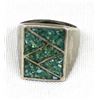 Image 1 : Vintage Navajo Sterling Chip Inlay Turquoise Ring