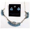 Image 1 : Zuni Sterling Turquoise Necklace and Earrings Set