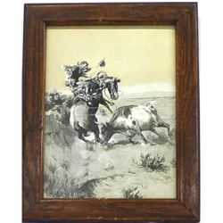 Vintage Framed Charles M. Russell Print