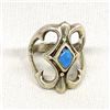 Image 1 : Navajo Sterling Turquoise Sand Cast Ring, Sz 6.25