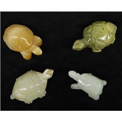 4 Carved Agate and Jadeite Turtles