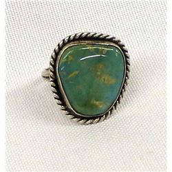 Vintage Navajo Sterling Turquoise Ring, Size 7.5