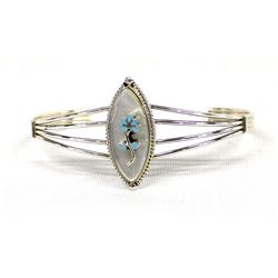 Zuni Sterling Mother of Pearl & Turquoise Bracelet