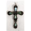 Image 1 : Vintage Zuni Sterling Turquoise Cross Pendant