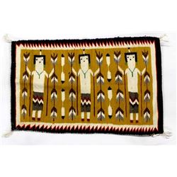 Native American Navajo Yei Wool Textile Rug