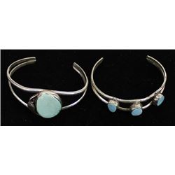 2 Navajo Sterling Turquoise Bracelets