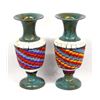 Image 1 : Pair of Hand Beaded Metal Vases by Kills Thunder
