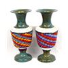 Image 2 : Pair of Hand Beaded Metal Vases by Kills Thunder