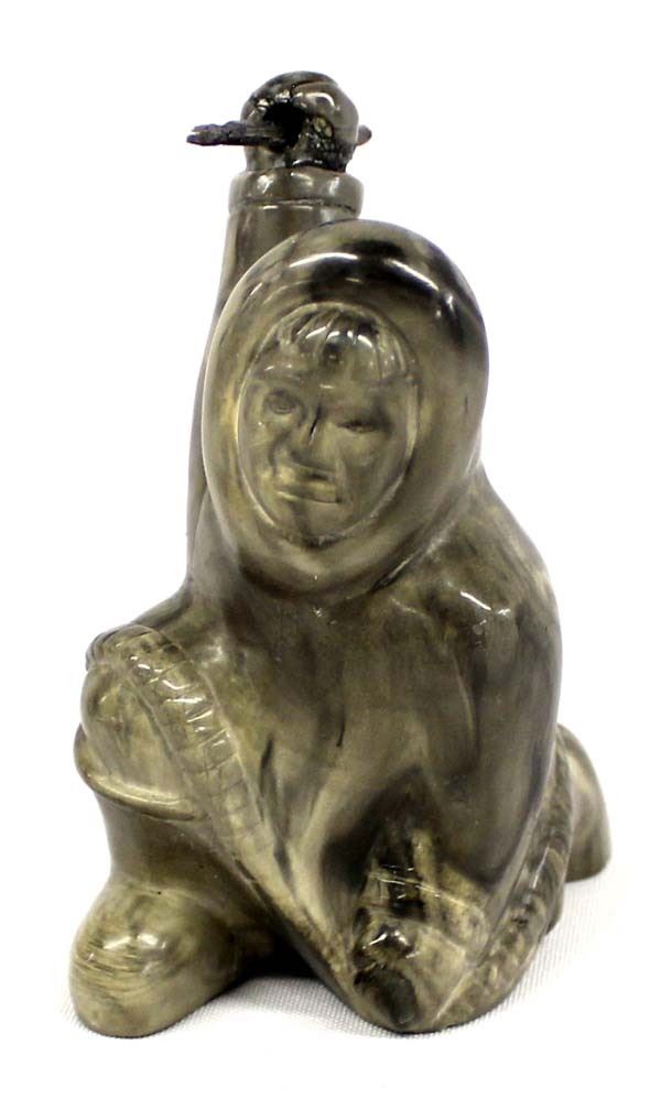 Canadian Soapstone Hunter Carving by Thorn Arts