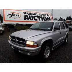I6 --  2002 DODGE DURANGO SLT , Silver , 200461  KM's