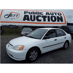 E6 --  2001 HONDA CIVIC DX , White , 174144  KM's