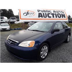 L5 --  2002 HONDA CIVIC LX , Blue , 170478  KM's