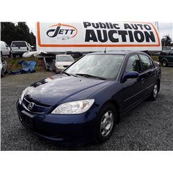 J5 --  2005 HONDA CIVIC HYBRID , Blue , 140230  KM's