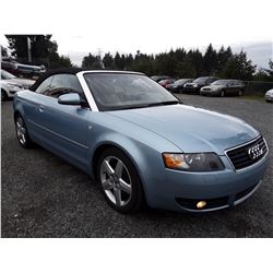 B6A --  2004 AUDI A4 CONVERTIBLE , Blue , 65,099 MILES  KMS