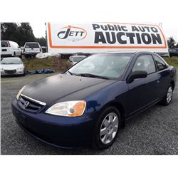 L5 --  2002 HONDA CIVIC LX , Blue , 170478  KM's