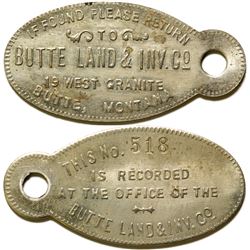 Butte Land & Inv. Co. Tag  (87325)