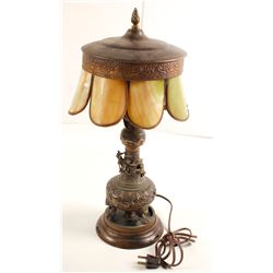 Stained Glass and Brass Lamp  (80803)