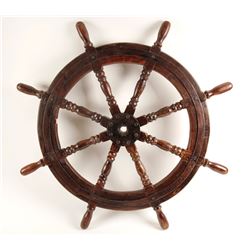Old Sailing Ship Wooden Helm Wheel  (88377)