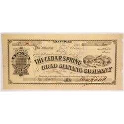 Cedar Spring Gold Mining Company Stock  (86175)
