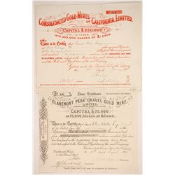 Two English California Mining Stock  (86701)