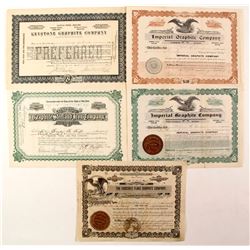 5 Graphite Mines stock certificates  (87234)