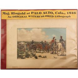 Mexican War Scene Watercolor Litho  (76524)