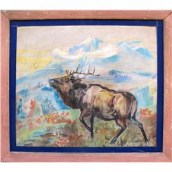 Pastel Elk Drawing  (54871)