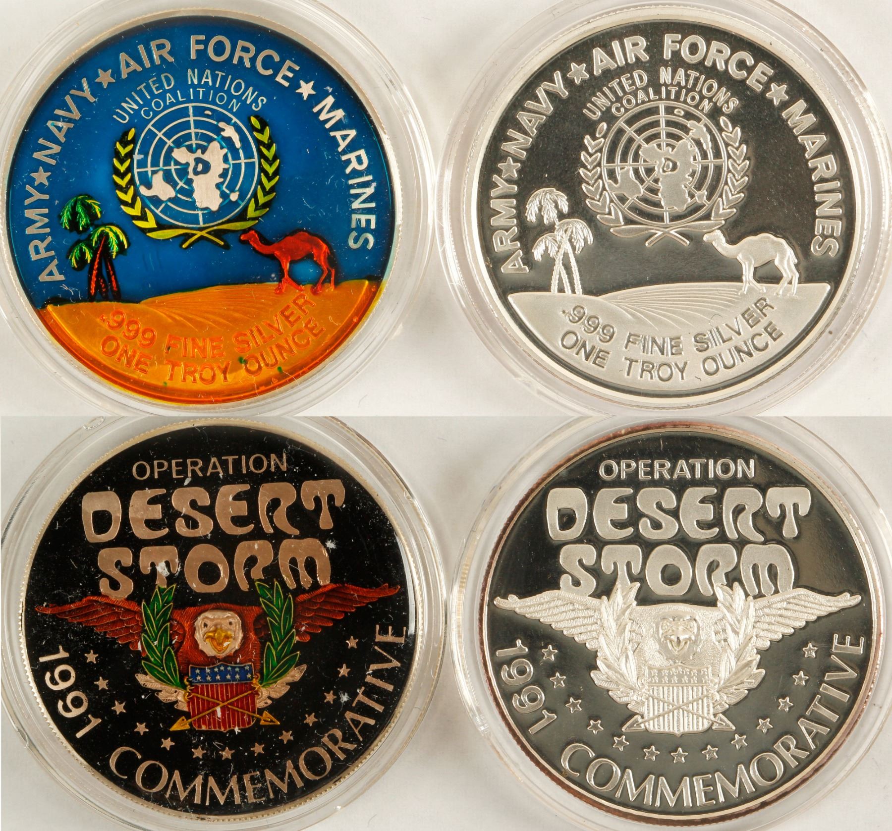 Operation Desert Storm Silver Medallions Set Of 2 Operation Desert Storm Silver Medallions Set Of 2