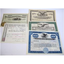 Assorted Stock Certificates (5)  (54624)